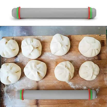 2 Pcs Adjustable Rolling Pin with Removable Rings, Non-Stick Fondant & Dough Rolling Pins, 9 Inch Baking Rolling Pins for Cookies, Pastry, Pizza & Fondant