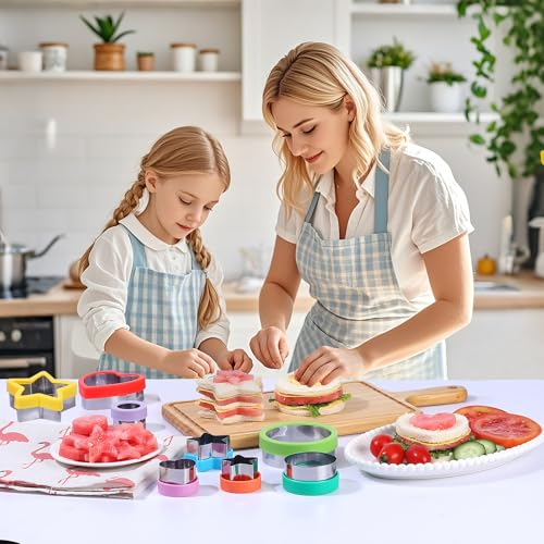 Cookie Cutter Set, 9Pcs Multi-Size(3.4″, 2.3″, 1.7″) Cookie Cutters - Heart, Round, and Star Shapes,Metal Cookie Molds with Safety Handle for Biscuits,Sandwich Cookies,Fondant Cakes,and Holiday Baking