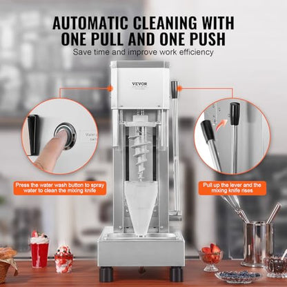 VEVOR Frozen Yogurt Blending Machine 750W, Yogurt Milkshake Ice Cream Mixing Machine 1740RPM, 304 Stainless Steel Ice Cream Shaker, Customizable with any Flavor of Ice Cream