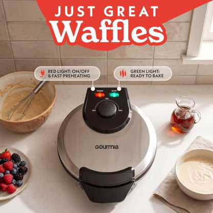 Gourmia Belgian Waffle Maker - Nonstick Cooking Plates, Stainless Steel
