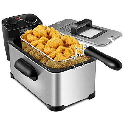 COSTWAY 3.2Qt/3L Deep Fryer with Basket, Adjustable Temperature & Timer