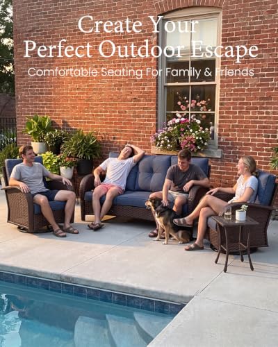 LayinSun 10 Pieces Outdoor Patio Furniture Set with Fire Pit Table