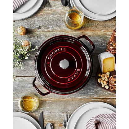 Staub Cast Iron 9-qt Round Cocotte - Grenadine