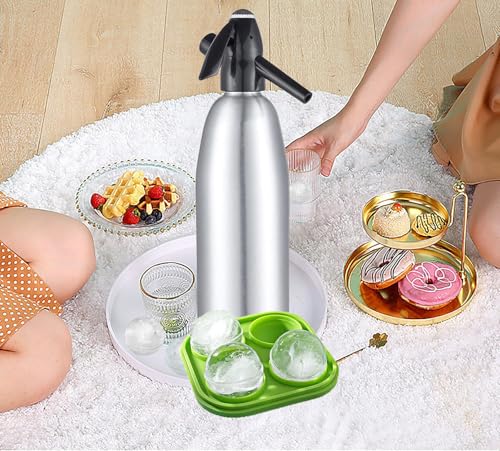 Soda Siphon,1L Carbonated Soda Maker Sparkling Water Machine, Portable Soda Maker for Home & Outdoor, Aluminium Soda Water Machine for Cocktails DIY Drinks,Use 8 gram CO2 Cartridges (Not Included)