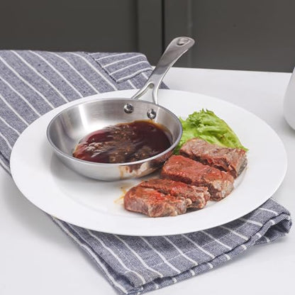 KC-Emier Mini Sauce Pan, Tri-Ply Stainless Steel Pot with Stay-Cool Handle Heating Sauce Gravy & Oil (4 Inch/0.12Quart) -Silver