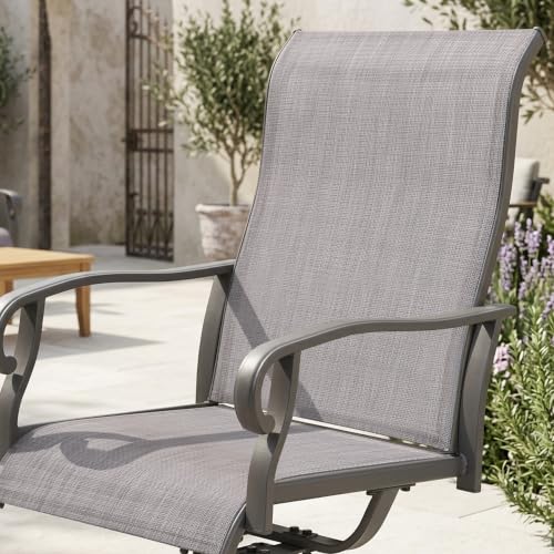 NUU GARDEN 2-Piece Patio Swivel Chairs, Swivel Dining Set, Light Gray