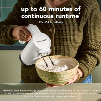 KitchenAid Go Cordless Hand Mixer, Metal - KHMR762, Porcelain White
