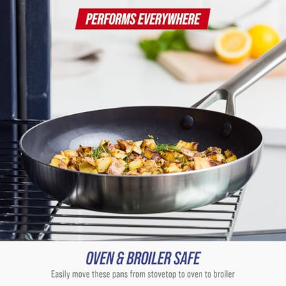 Blue Diamond 15 Piece Stainless Steel Tri-Ply Cookware Pots and Pans Set, Induction Compatible, Diamond Infused PFAS-Free Ceramic Nonstick, Dishwasher & Metal Utensil Safe, Scratch Resistant, Silver