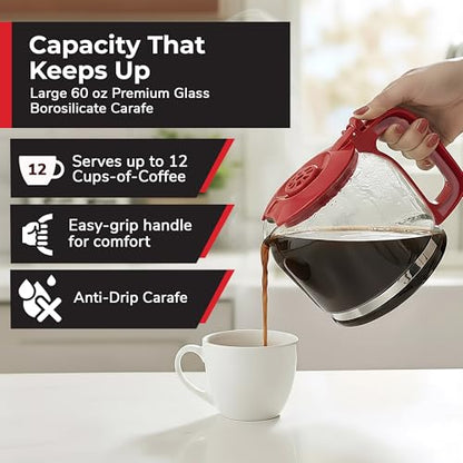 MUELLER HOME 12-Cup Red Coffee Maker