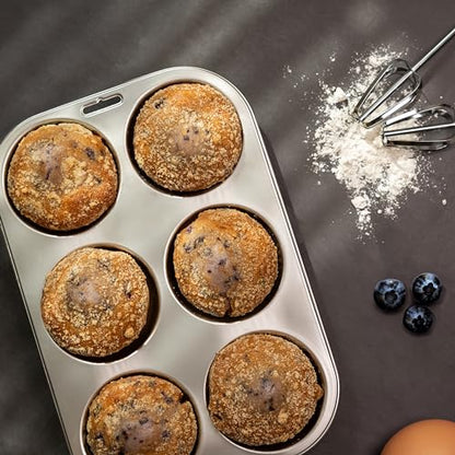 Fox Run Stainless Steel Extra Large Muffin and Cupcake Pan, 6 Cup Jumbo Muffin Tin