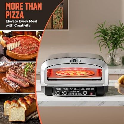 BIG HORN 14-Inch Indoor Pizza Oven, 850°F High-Heat Electric Countertop Pizza Oven for Restaurant-Style Artisan Pizza with Pizza Stone and Pizza Peel, PID Precision Temperature Control