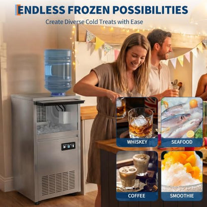 Garvee Commercial Ice Maker Machine 120lbs/24h, Dual Water Inlet Mode