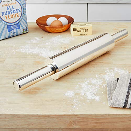 Fox Run Stainless Steel Rolling Pin With Handles, 18" x 2.6" x 2.8"