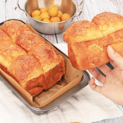 UCBAT 2 PCS Nonstick Loaf Pan Set, 9 x 5 Inch Carbon Steel Rectangle Bakeware with 100 Unbleached Parchment Liners for Baking Toast, Cakes, Banana Breads, Gray