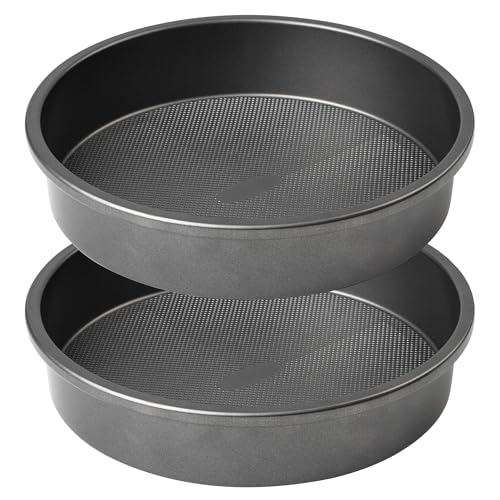 Tiawudi 9" Round Cake Pan Set of 2, 0.8mm Thick Heavy Duty Bakeware for Tiered & Layered Cakes, Nonstick Baking Pan with Diamond Texture for Even Heating, Cake Mold