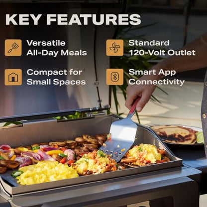 Current® Model G Griddle, Smart Electric Outdoor Flat Top BBQ Grill with 200°F to 600°F Range for Searing & Roasting, Digital Precision, Apartment-Friendly & Weather-Resistant, Slate