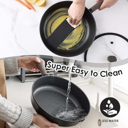 SENSARTE 13Pcs Pots and Pans Set Nonstick Cookware Set Kitchen Cooking Frying Pans with Stay-cool Handle, Dishwasher Safe, Induction Compatible, PFOA/PFOS Free, Black