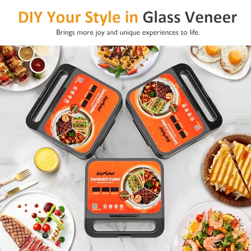 3 in 1 Electric Sandwich Maker with Removable Nonstick Plates - 1000W,Black