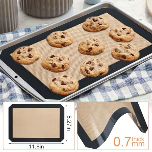 Silicone Baking Mat,Silicone Mat,2 Pack Reusable Non-Stick Baking Mat,Food Safe Silicone Mats for Baking, Oven Baking Sheet for Making Cookies, Macaroons, Bread,(11.8"L x 8.3"W)