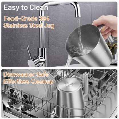 Secura 17oz Electric Milk Frother and Steamer, Stainless Steel Detachable Milk Jug, 4-in-1 Hot & Cold Foam Maker for Latte, Cappuccino & Hot Chocolate, BPA & Teflon-Free, Dishwasher Safe