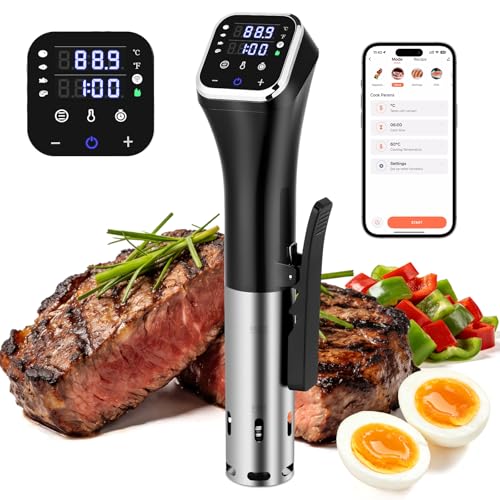 Upgraded 2.4G WiFi Sous Vide Cooker, 1100W Precision Immersion Circulator with ±0.1℉ Temp Control, IPX7 Waterproof, Quiet Operation, LED Display & 4 Safety Protections