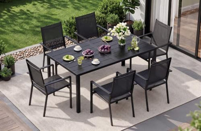 Ahomly Patio Table and Chairs Set for 6, Patio Dining Set, Black