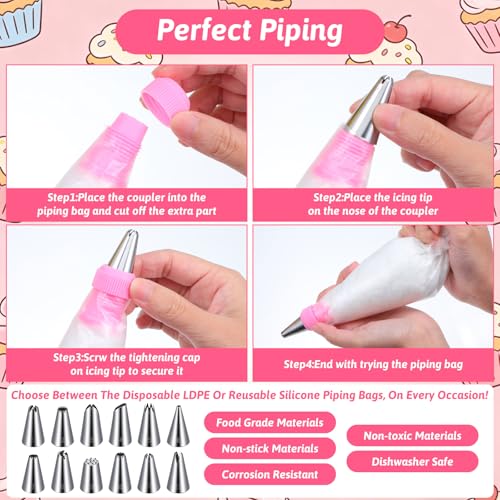 Ckhoid 255 Pcs Cake Decorating Supplies with Cake Turntable, Icing Piping Tips, Pastry Piping Bag, Spatulas, Cookie Molds. Cake Plates and Baking Supplies Decorating Tools