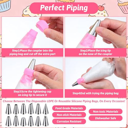 Ckhoid 255 Pcs Cake Decorating Supplies with Cake Turntable, Icing Piping Tips, Pastry Piping Bag, Spatulas, Cookie Molds. Cake Plates and Baking Supplies Decorating Tools