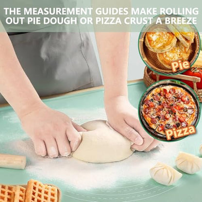 Silicone Pastry Mat 28" x 20" Non Stick Silicone Baking Mat Extra Thick Pastry Mat with Measurements Food Grade Pastry Mats for Rolling Dough,Bread,Pie,Cookies,Pizza and fondant,Food Grade Baking Mat