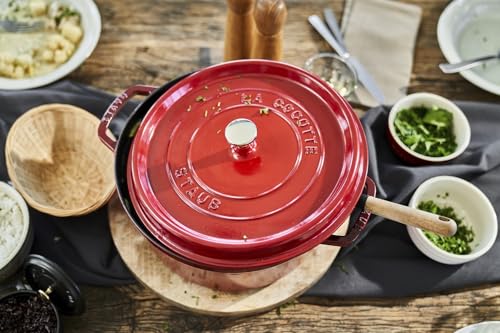 STAUB Cast Iron 7-Qt. Cocotte Round Dutch Oven, Serves 7-8, Cherry