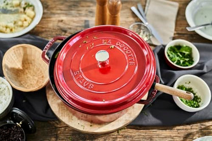 STAUB Cast Iron 7-Qt. Cocotte Round Dutch Oven, Serves 7-8, Cherry