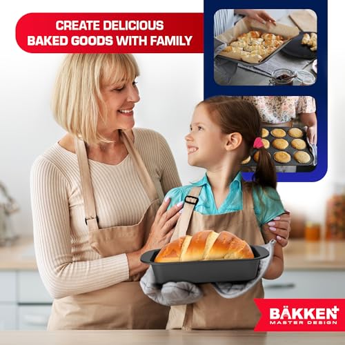 Baking Set – 10 Piece – Deluxe Non Stick Black Coating Inside and Outside – Carbon Steel Bakeware Set – PFOA PFOS and PTFE Free by Bakken