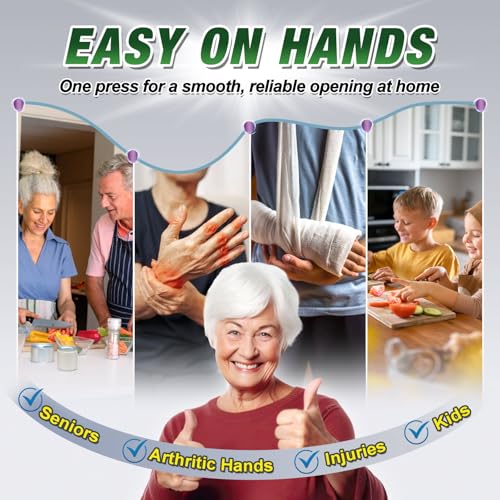 Electric Can Opener, One Press Start/Stop, Automatic Can Opener with Smooth Edge, Hands Free, Battery Powered, Electric Can Openers for kitchen, Can Openers for Seniors with Arthritis, black