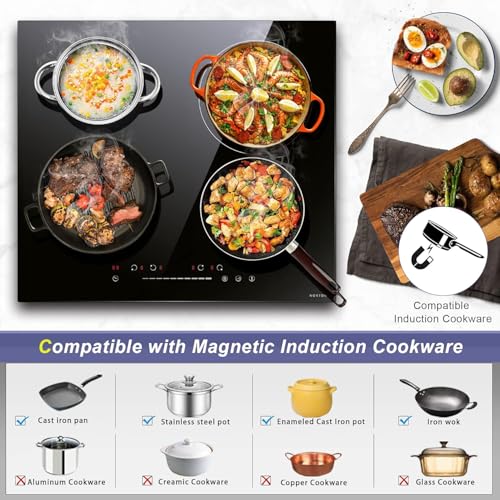 Noxton Induction Cooktop 4 Burners, 24 Inch Induction Stove Slide Control