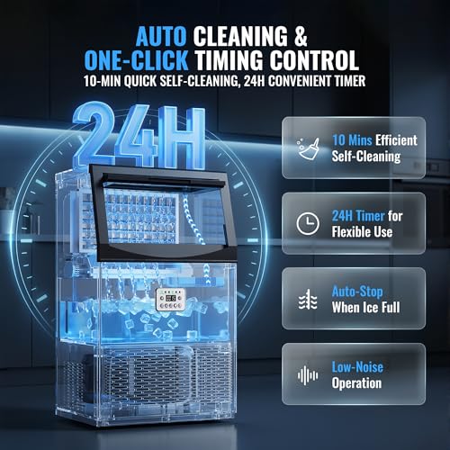 Nanori Commercial Ice Maker, 110LBS/24H with 33LBS Storage, Self-Cleaning