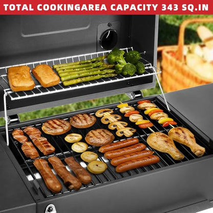 Kendane Charcoal Grill with Side Shelf, 353 Sq.Inch Cooking Area,Large Smoker Barbecue Grill with Warming Rack,Outdoor BBQ Grill with Charcoal Tray for Yard, Camping, Picnic