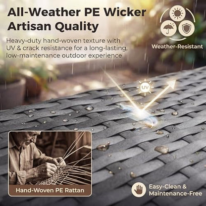 NICESOUL 11 Piece Extra Large Outdoor Furniture Sofa Set, Deep Wide PE Wicker Patio Modular Sectional with Fire Pit Table, 29.3'' High Back Modern Luxury All-Weather Rattan Conversation, Gray