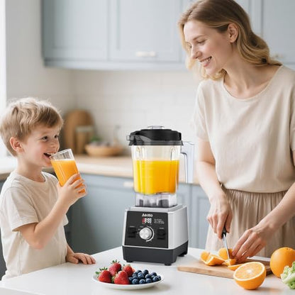 Aeitto Blenders for Kitchen 1800W Professional Countertop Blender, 68Oz Large Capacity Smoothie Blender with 3 Programs & 7 Speeds for Smoothies, Ice Crush, Frozen Drinks, Black