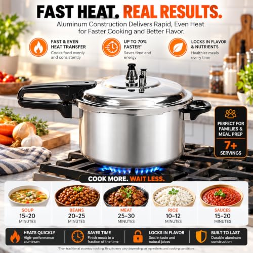 Barton 8QT Pressure Canner Release Valve Aluminum Canning Pot Cooker Pot Stove Top Instant Fast Cooking Pot Stewing Locking System (8 Quarts) Canning and Stewing