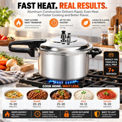 Barton 8QT Pressure Canner Release Valve Aluminum Canning Pot Cooker Pot Stove Top Instant Fast Cooking Pot Stewing Locking System (8 Quarts) Canning and Stewing