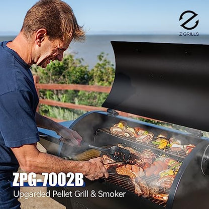 Z GRILLS Pellet Smoker Grill with PID Control, Rain Cover, 700 sq. in Cooking Area for Outdoor BBQ, ZPG-7002B
