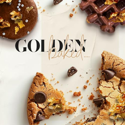 BeePoint 24K Edible Gold Foil Flakes - 30mg Gold Flakes for Cake Decorating, Baking, Cooking, Cupcakes, Chocolates, Drinks - Edible Gold Sheets