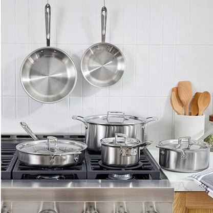All-Clad D5® Stainless Steel Core 10 Piece Cookware Set- Made in USA- The Upgrade for Supremely Even Heat- Includes Frying Pans, Saucepan, Sautépan, Stockpot -Oven Safe & Induction Compatible