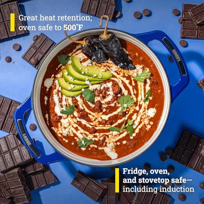 Lodge USA Enamel 6 Qt Enameled Cast Iron Dutch Oven - Cast Iron Cookware - Dutch Oven Pot with Lid - Smoothing Sailing Color - 6 Qt Capacity