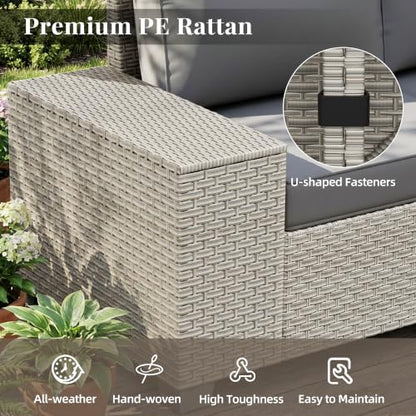 13 Pieces Patio Furniture Set with Fire Pit,Outdoor Wicker Sectional Sofa