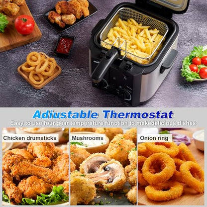 CUSIMAX Electric Deep Fryer with Basket for Home Use 2.5L Capacity