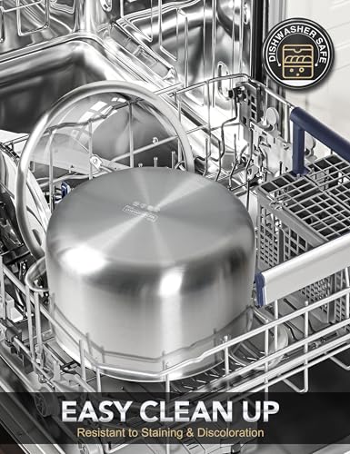 MICHELANGELO Tri-ply Stainless Steel Stock Pot with Lid - 6 Quart, Nonstick Cooking Pot with Honeycomb Interior, Heavy Duty Stockpot, Compatible with All Cooktops