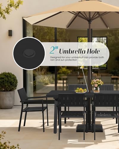 Aluminum Outdoor Dining Set of 10, Patio Table and Stackable Chairs, Black