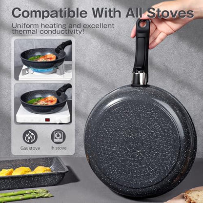 GiPP Ceramic Pots and Pans Set Non Stick, Nonstick Detachable Handle Cookware Sets, Non Toxic Induction Kitchen Pot and Pan with Removable Handle, Healthy RV Cookware, Dishwasher ＆Oven Safe, 7 Piece