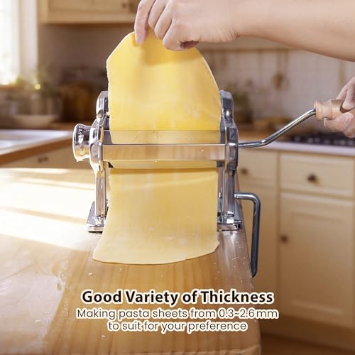 3-in-1 Pasta Maker, 9 Thickness Settings with Rollers & 2 Size Cutters